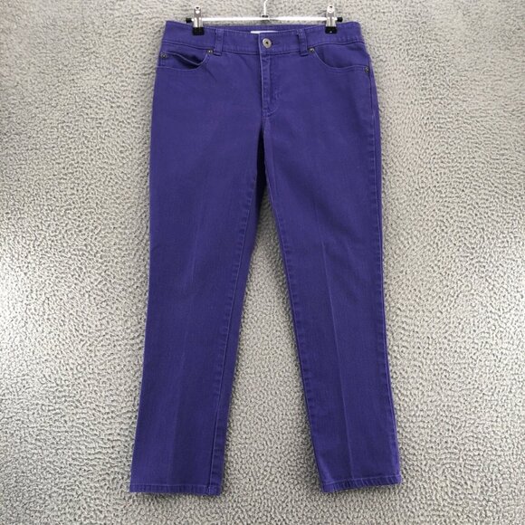 Chicos Jeans Womens 00 US 2 Purple Denim Platinum Ultimate Fit Cropped Stretch* - Picture 1 of 12